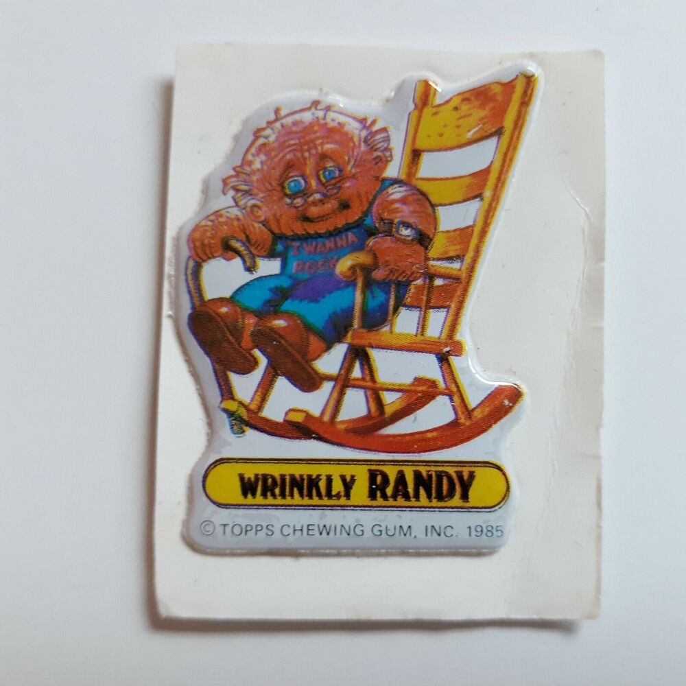 Vintage Garbage Pail Kids Wrinkly Randy Puffy Sticker 1985 80s Retro Topps Gum